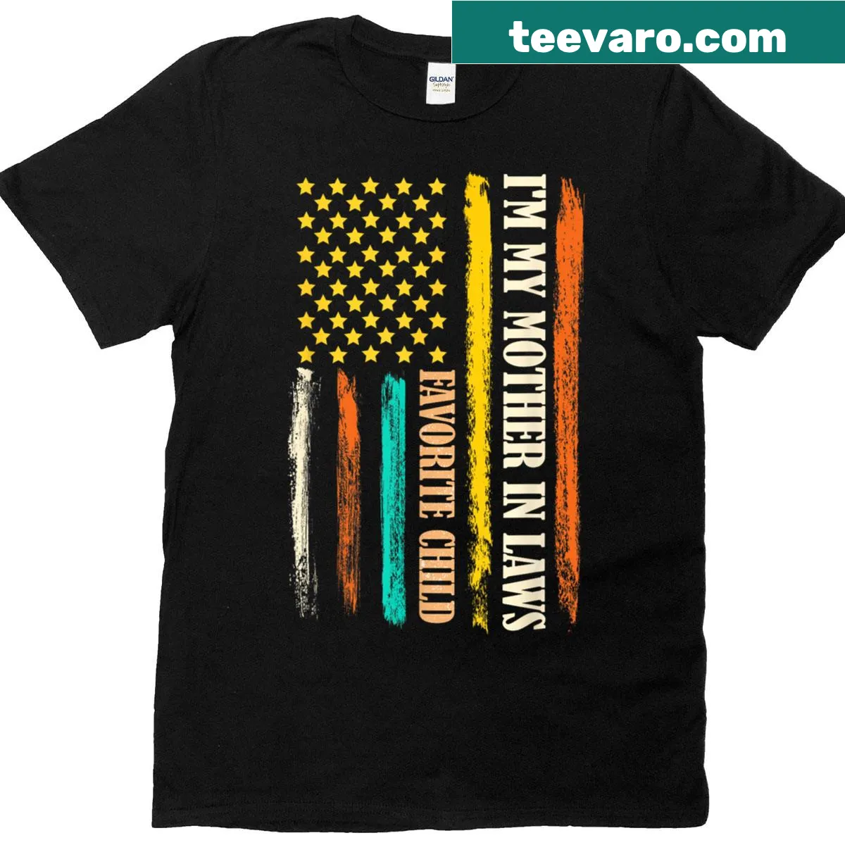 Funny shirt for Father's Day about being the favorite child of a mother-in-law. — on a men's t-shirt
