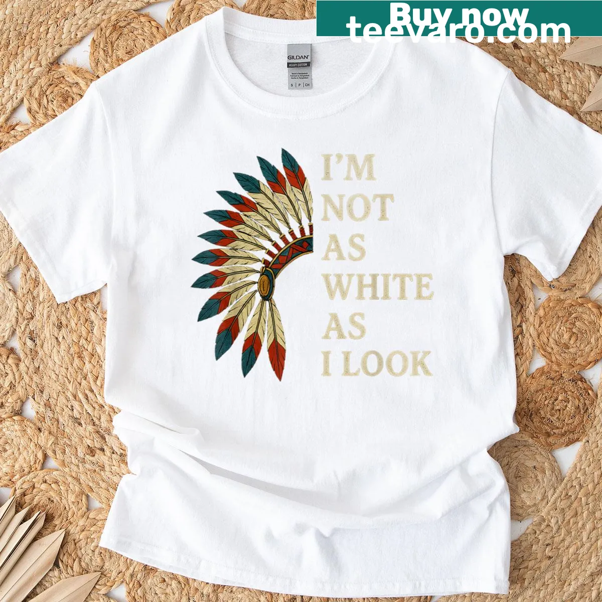 T-shirt featuring text proclaiming Native pride — on a men's t-shirt