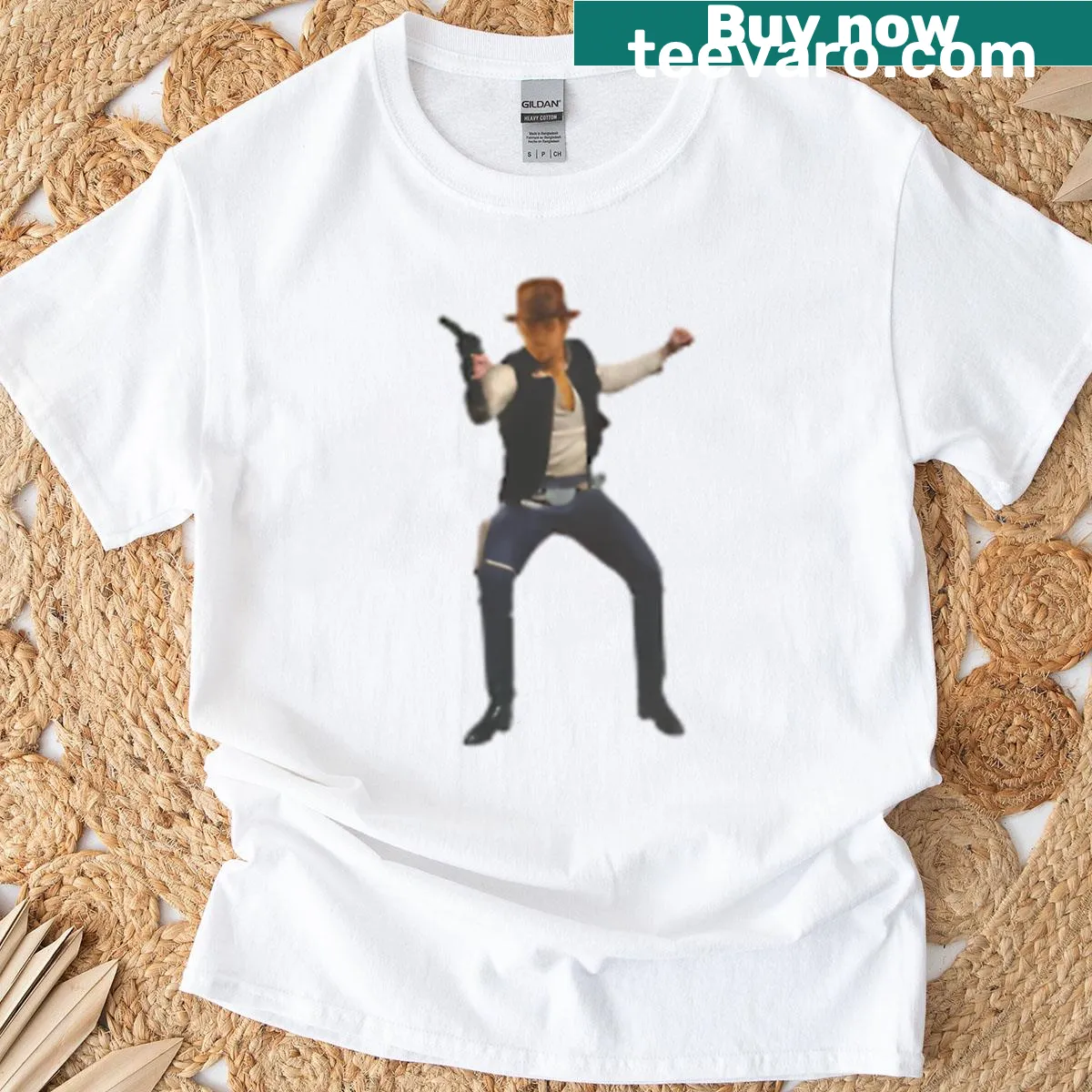Illustrated Indiana-themed travel shirt — on a men's t-shirt