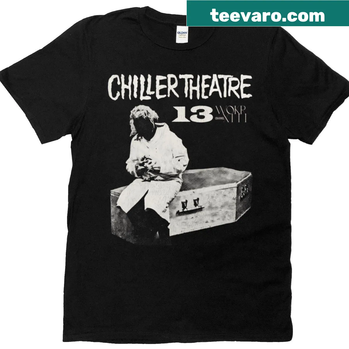 Jerry Carr Chiller Theatre Horror Host T-shirt with vintage design — on a men's t-shirt