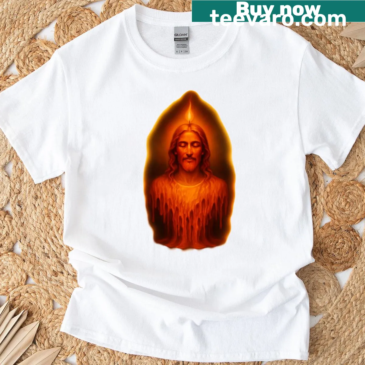 Sacred portrait of Jesus on a T-shirt — on a men's t-shirt