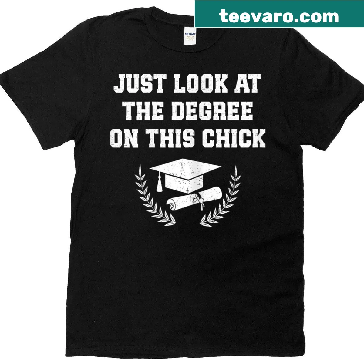 Women's graduate T-shirt with empowering text design — on a men's t-shirt