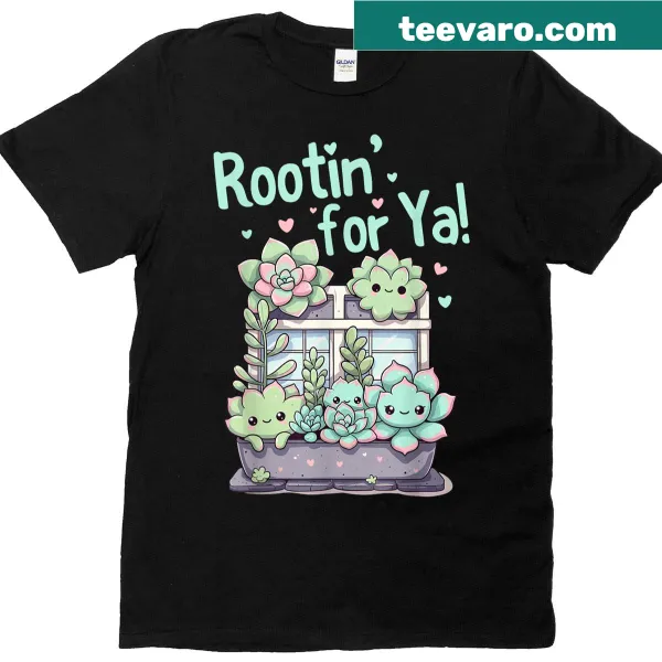 Kawaii t-shirt featuring cute succulent cactus design