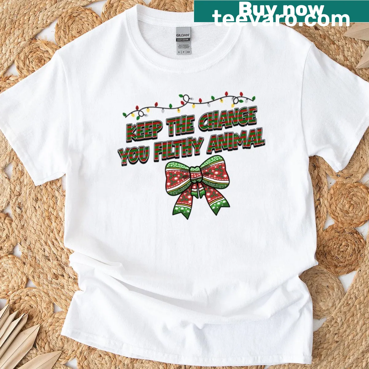 Typographic humorous design saying 'Keep The Change You Filthy Animal' on a T-shirt — on a men's t-shirt