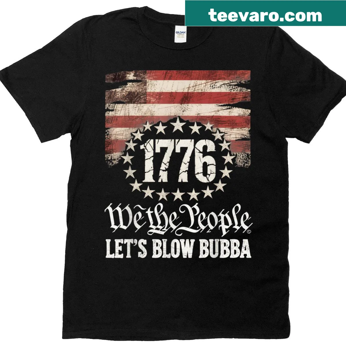 Funny vintage T-shirt featuring a US flag and humorous text — on a men's t-shirt