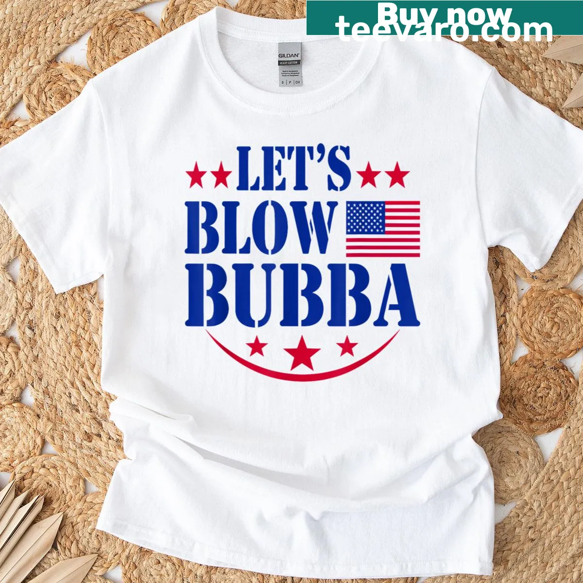 Patriotic T-shirt with USA flag and humorous text — on a men's t-shirt