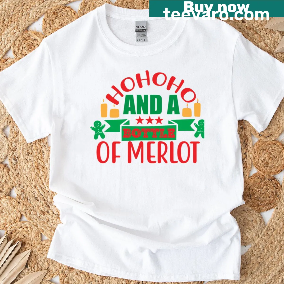 Illustration of wine glasses and holiday movie theme on a T-shirt — on a men's t-shirt