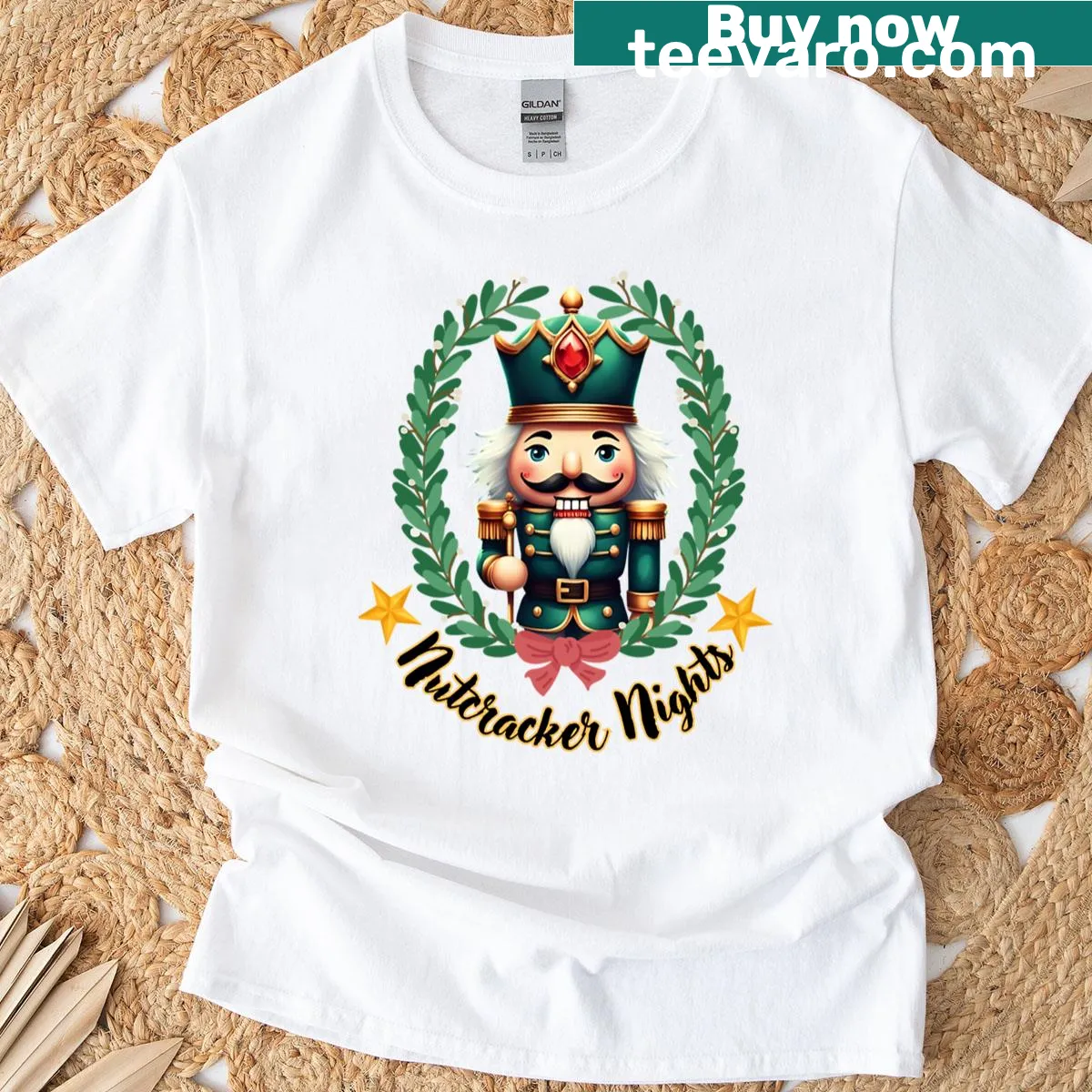 Festive Nutcracker night themed Christmas t-shirt. — on a men's t-shirt