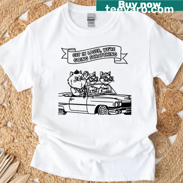 Humorous Mean Girls themed T-shirt with cat graphics