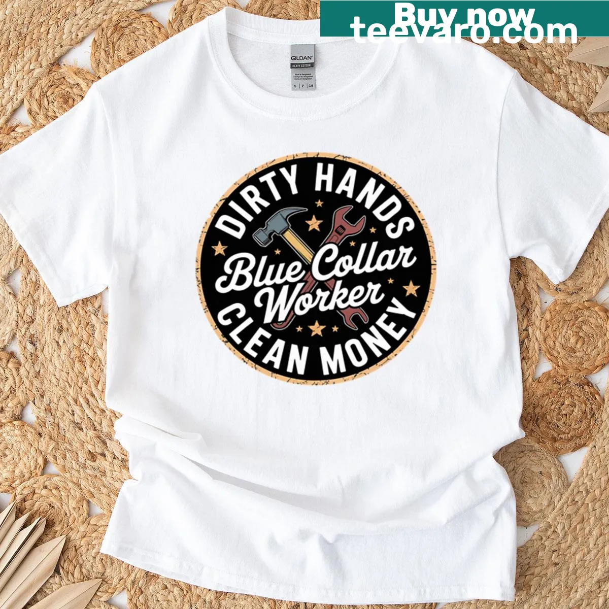 Mechanic t-shirt with humorous text about hard work — on a men's t-shirt
