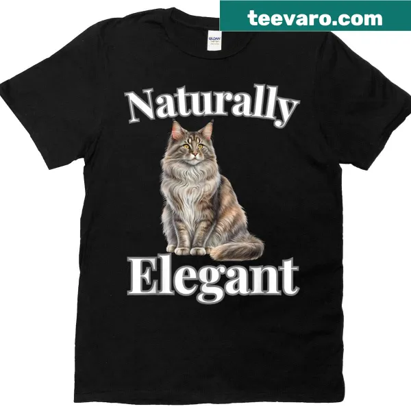 Cute Maine Coon cat illustration t-shirt for cat lovers