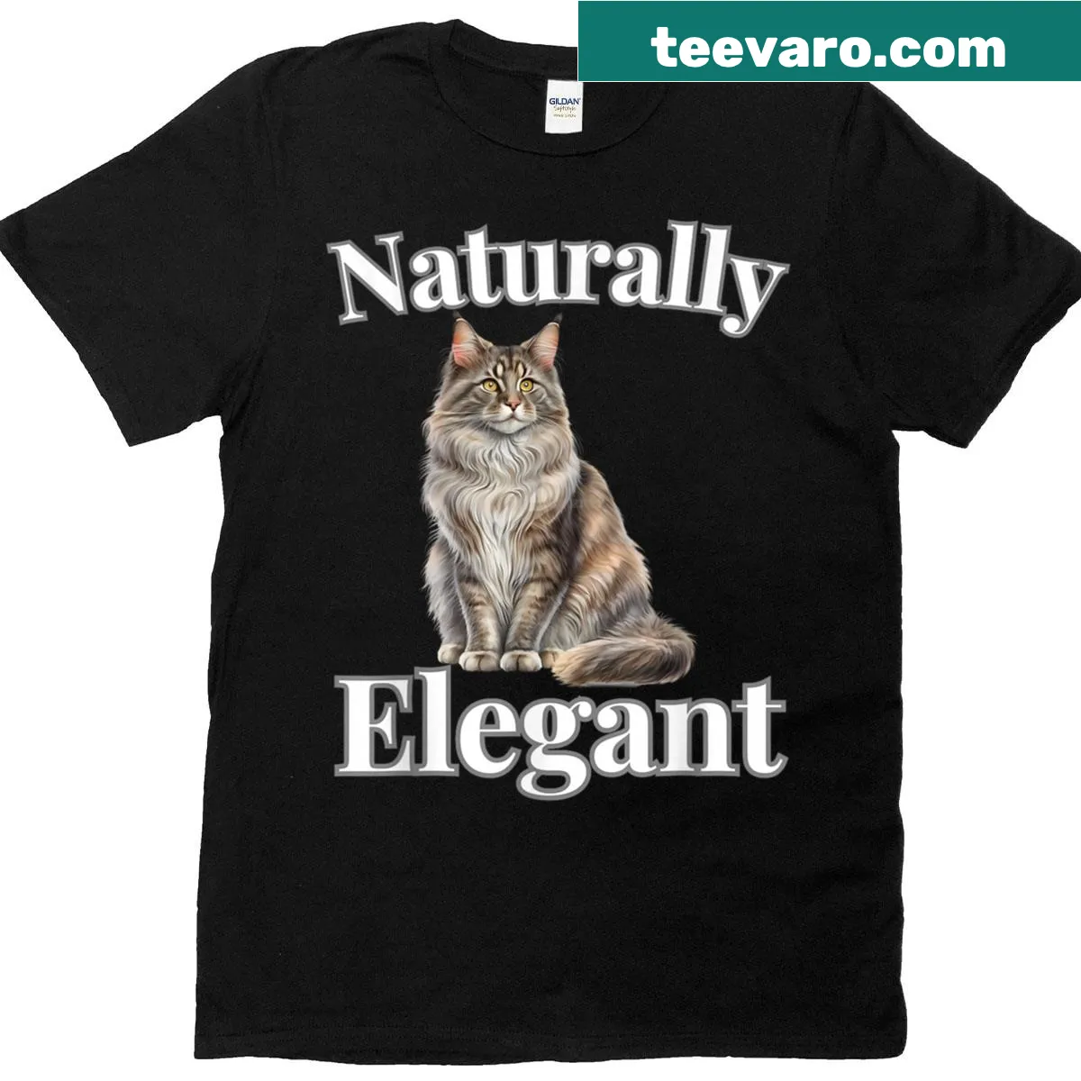 Cute Maine Coon cat illustration t-shirt for cat lovers — on a men's t-shirt