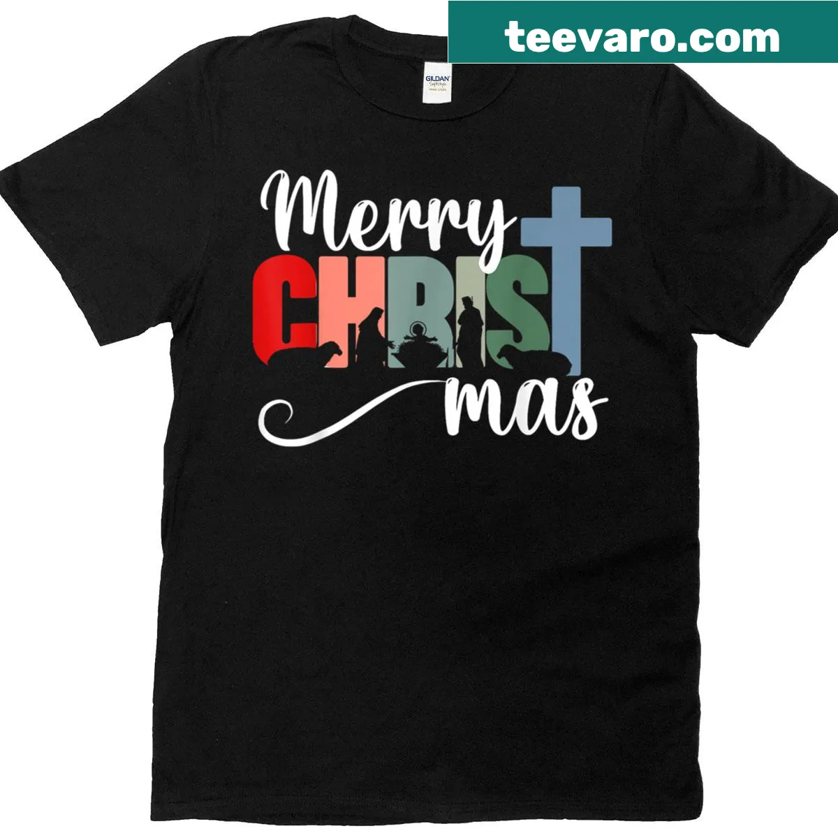 Merry Christmas T-shirt with Christian message — on a men's t-shirt