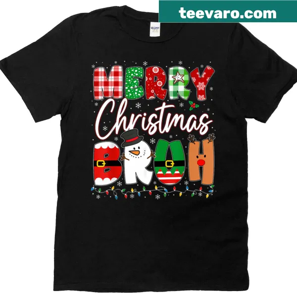Family matching Christmas T-shirt with Merry Christmas Bruh text