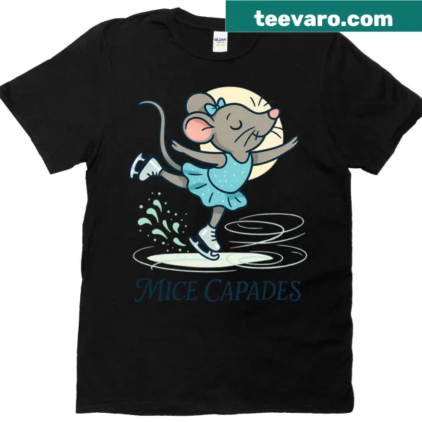 Cartoon mouse on ice skates in a whimsical design