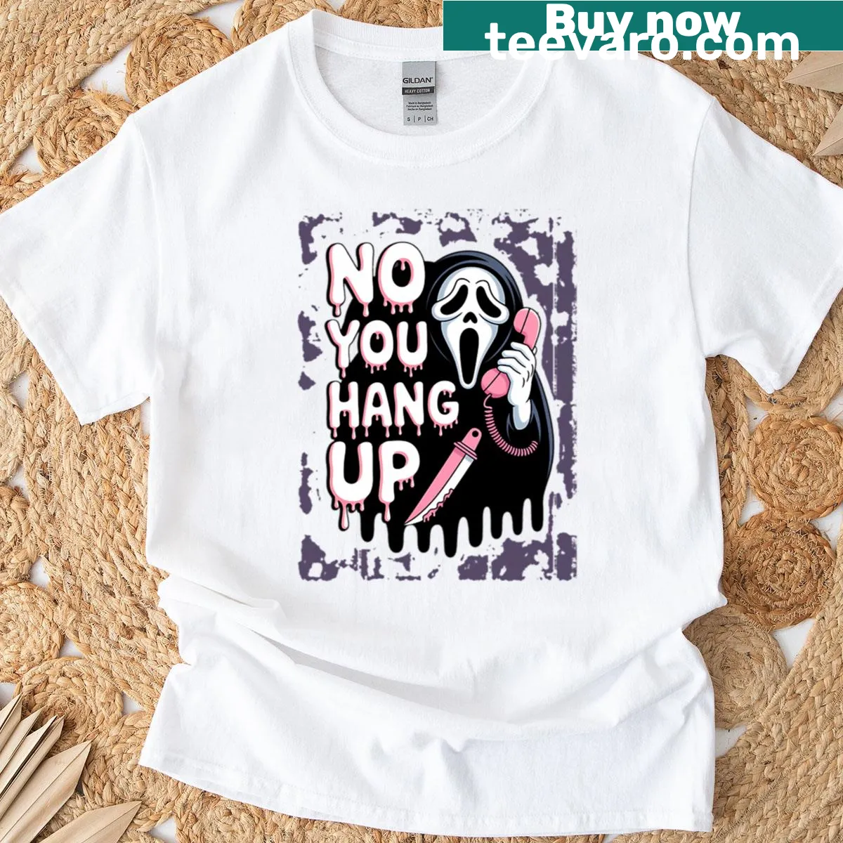 Graphic T-shirt inspired by the Scream movie franchise — on a men's t-shirt