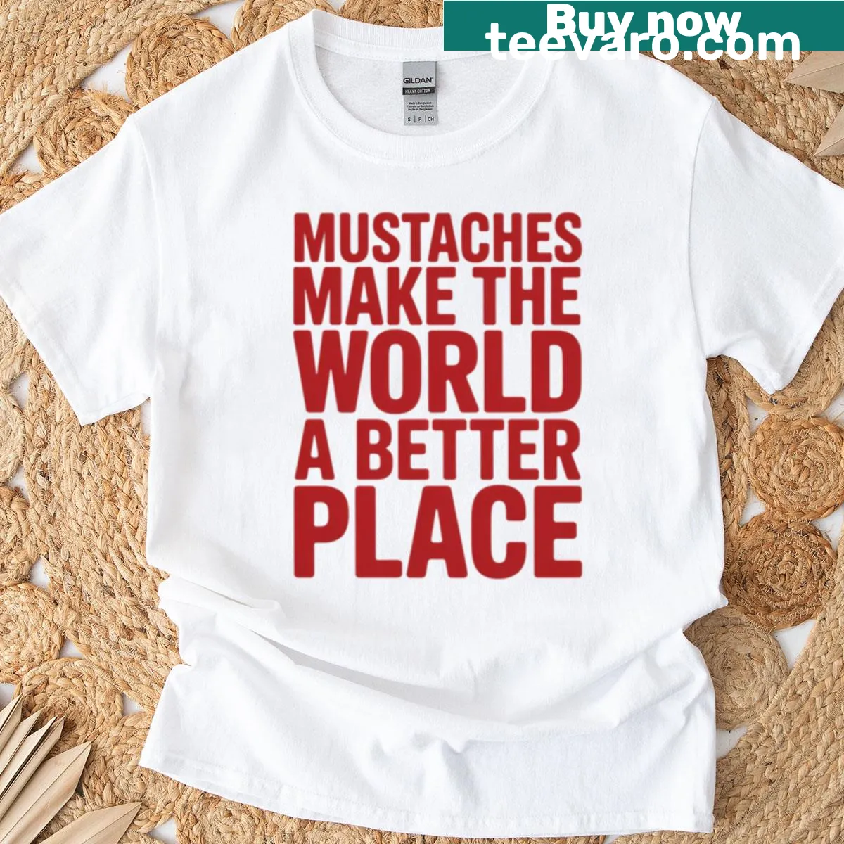 Funny Mustaches Make The World A Better Place graphic t-shirt for mustache lovers. — on a men's t-shirt