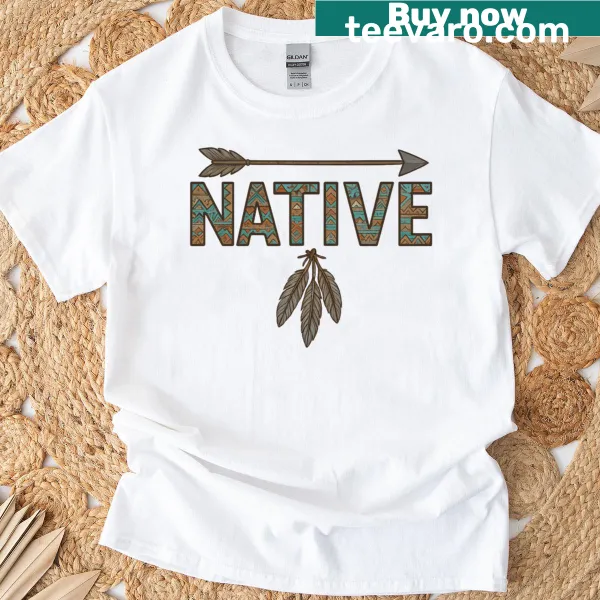 Vintage distressed Native American pride graphic on T-shirt