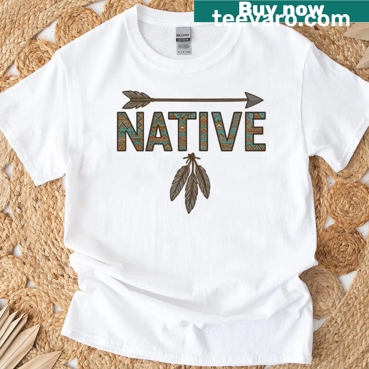 Vintage distressed Native American pride graphic on T-shirt — on a men's t-shirt