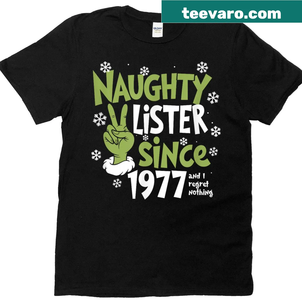 Funny Naughty Lister Christmas T-shirt — on a men's t-shirt