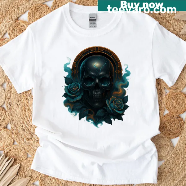 Skull design with smoke on a unique t-shirt for edgy fashion.