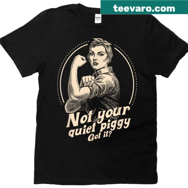 Edgy protest-themed T-shirt featuring a piggy graphic