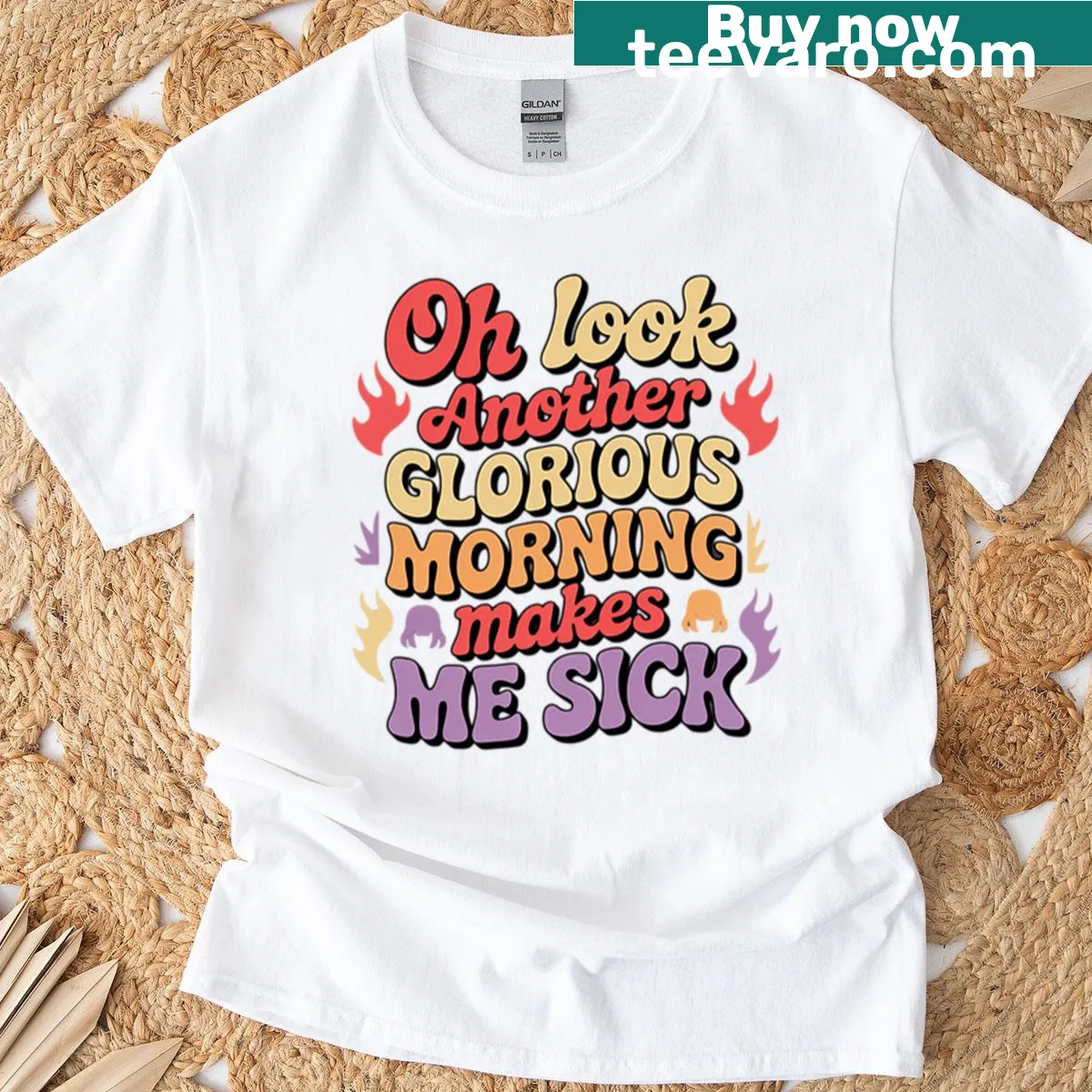 Funny Halloween t-shirt with the phrase Oh Another Glorious Morning Make Me Sick — on a men's t-shirt