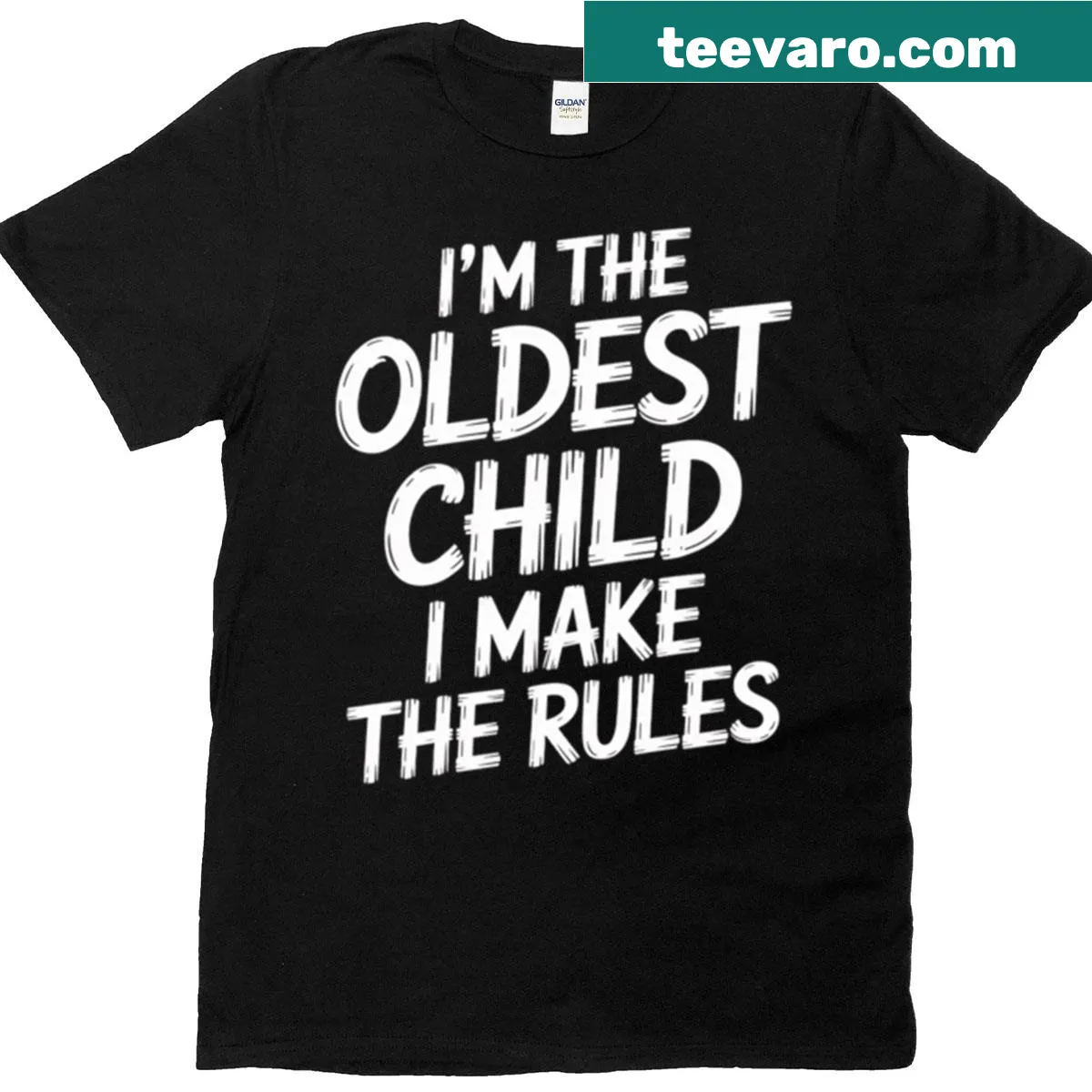 'Oldest Child I Make The Rules' text on kids' T-shirt — on a men's t-shirt