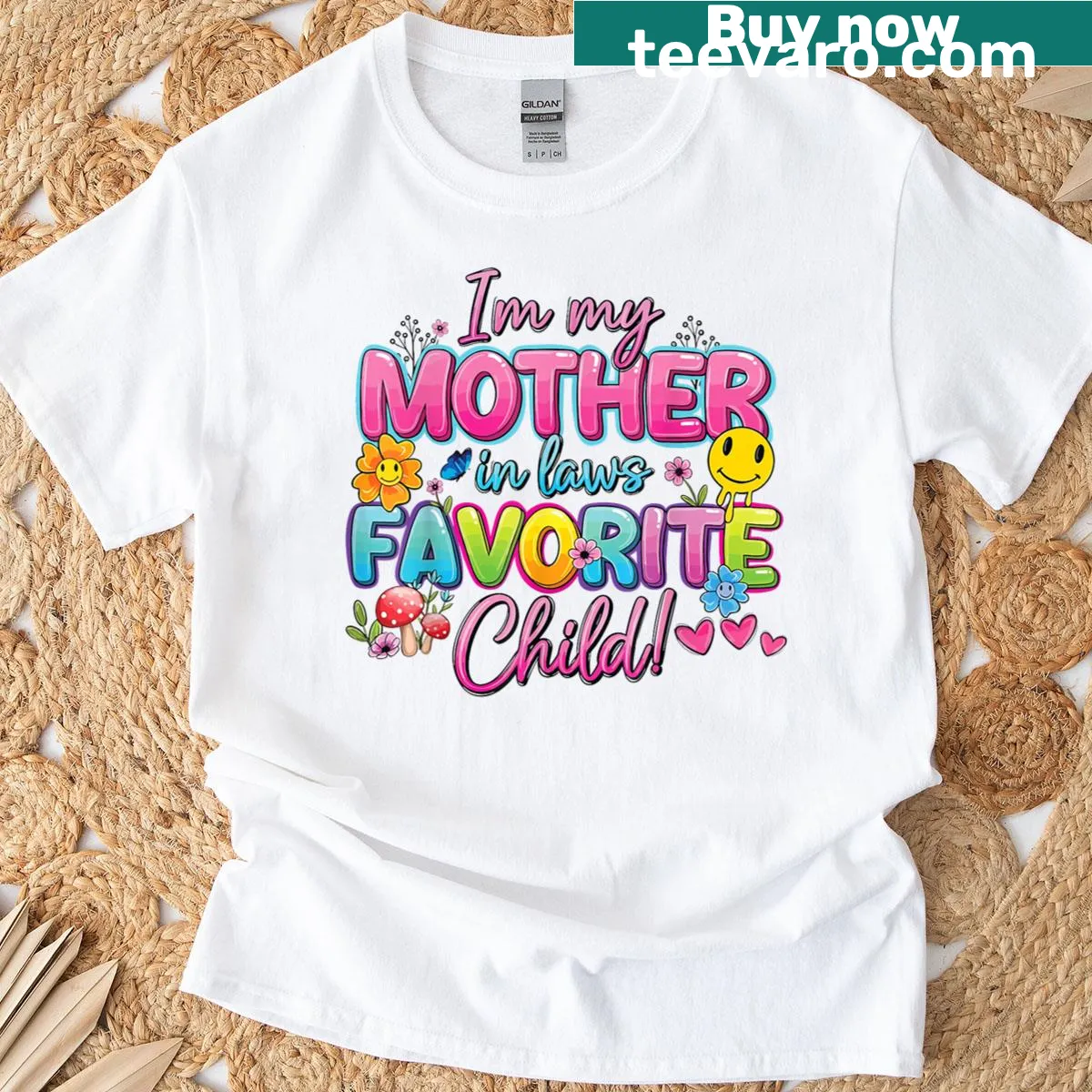 Funny t-shirt proclaiming 'I'm My Mother In Law's Favorite Child' — on a men's t-shirt