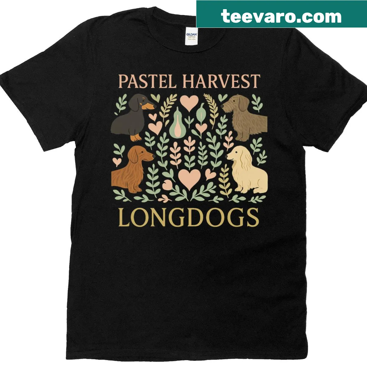 Vintage style dachshund graphic on a Thanksgiving t-shirt — on a men's t-shirt