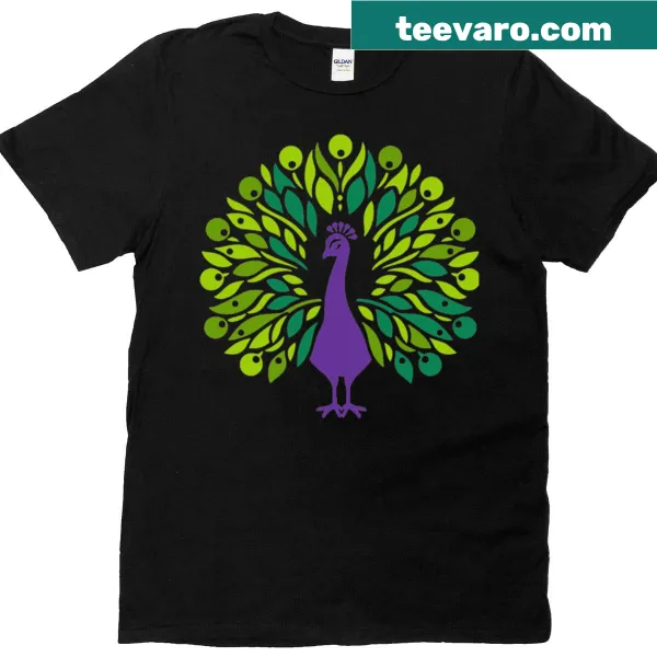 T-shirt with decorative peacock feather pattern