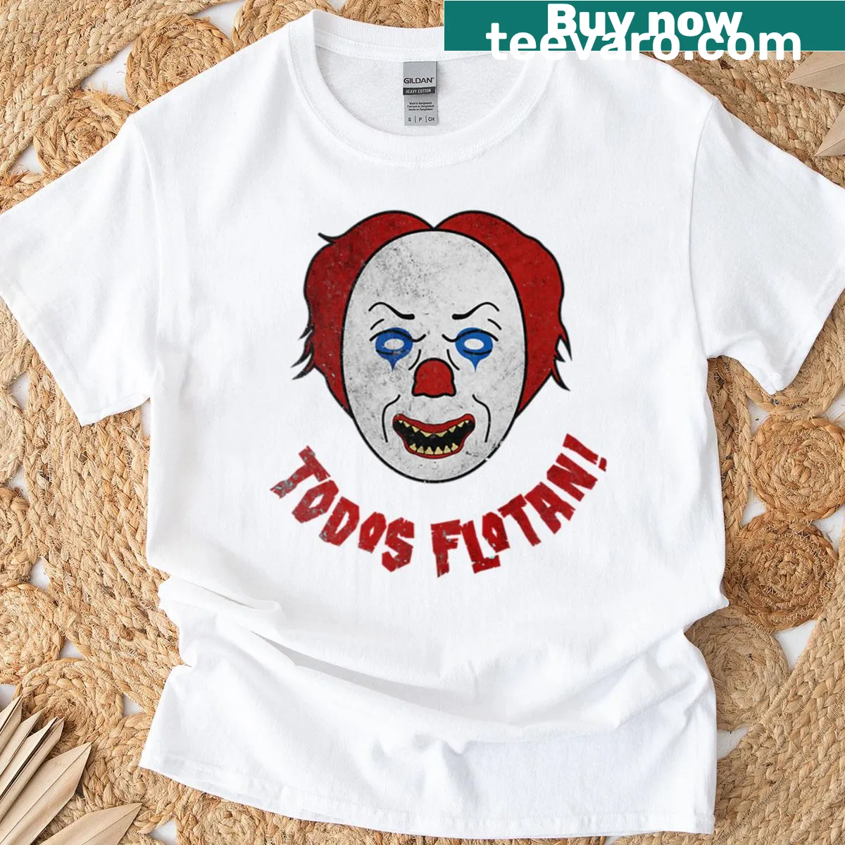 Pennywise inspired T-shirt with Spanish text design — on a men's t-shirt