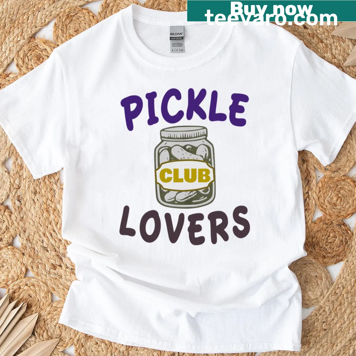 Fun graphic of 'Pickle Lovers Club' on a t-shirt. — on a men's t-shirt