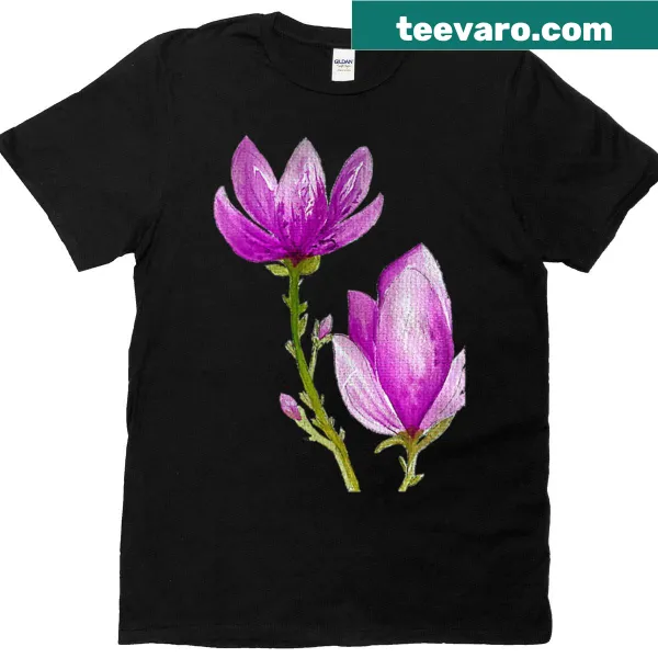Floral magnolia design T-shirt celebrating nature's beauty