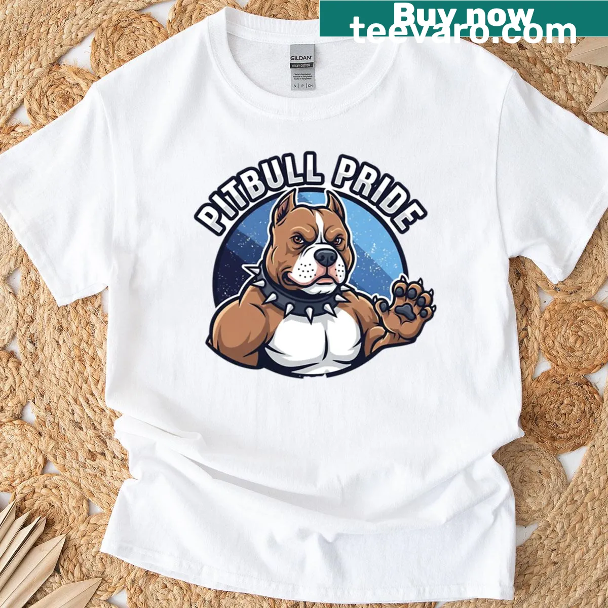 Illustration of a strong pitbull mascot on T-shirt — on a men's t-shirt