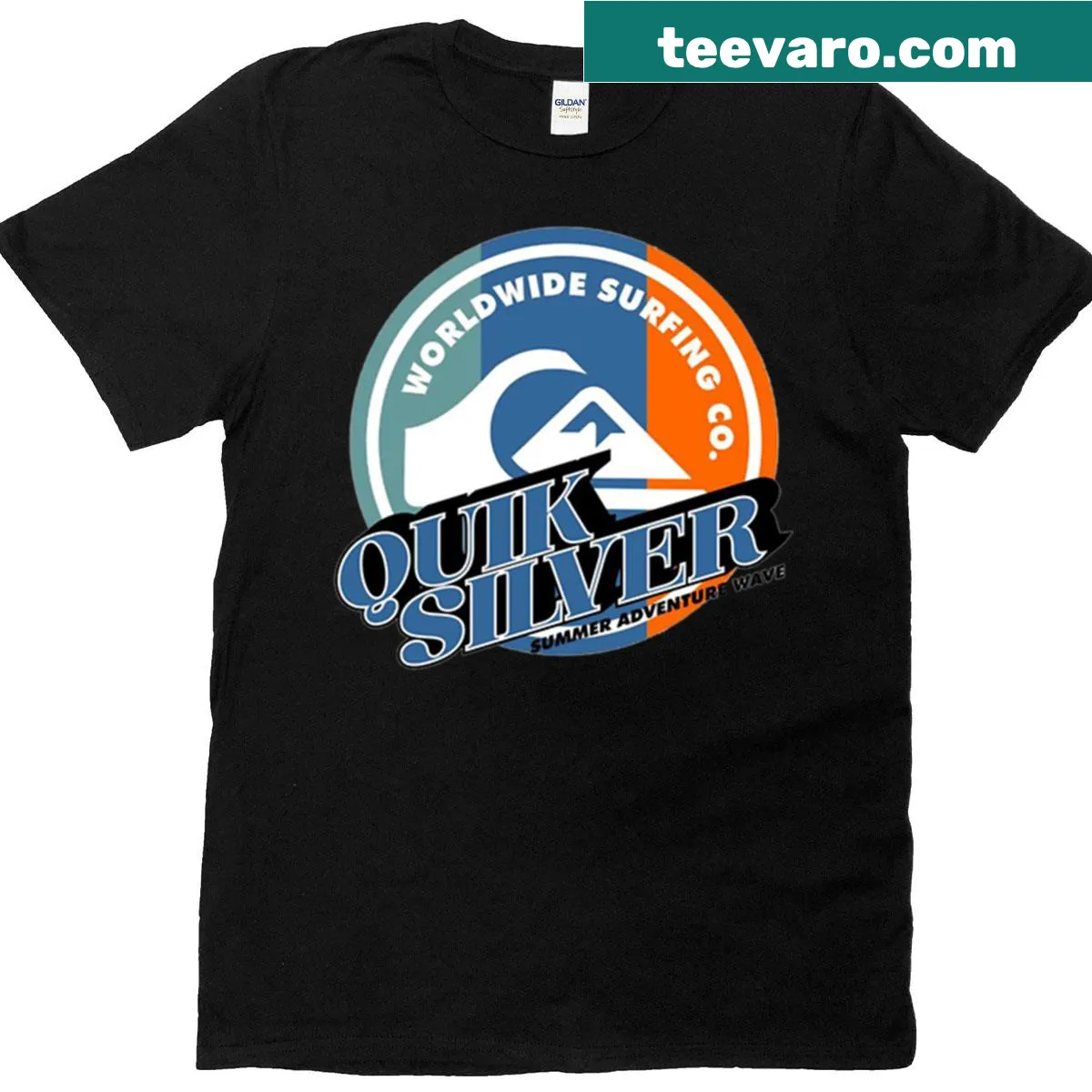 Summer-themed T-shirt with the phrase Quick Silver — on a men's t-shirt