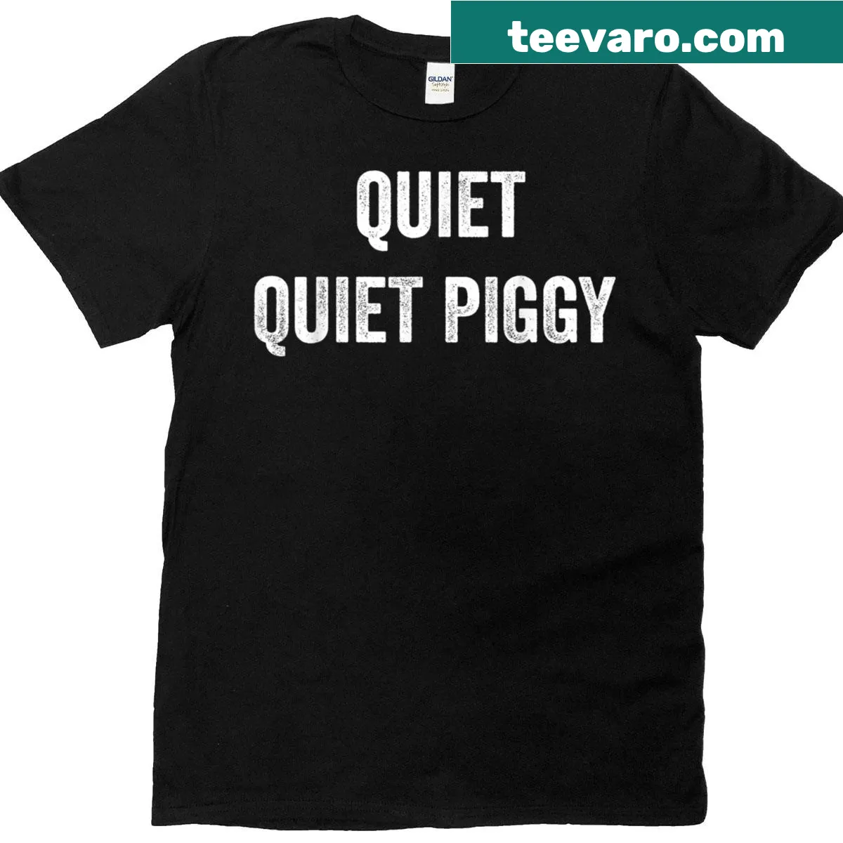 Whimsical illustration of a quiet pig on a casual tee — on a men's t-shirt