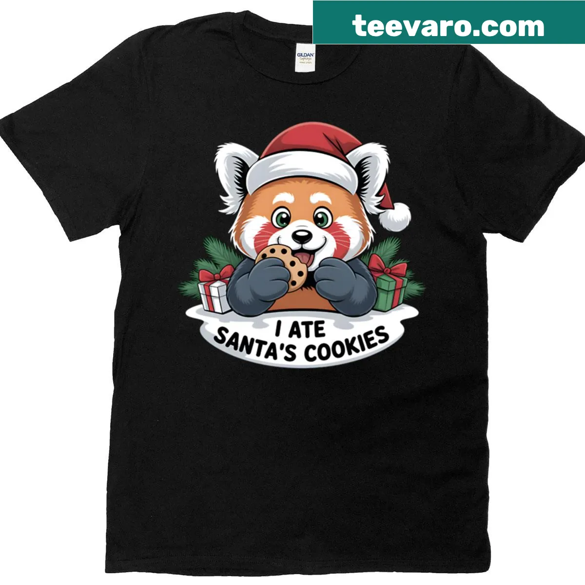 Cute red panda illustration with a Christmas cookie theme — on a men's t-shirt
