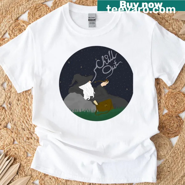 Illustration of a relaxing wizard on a T-shirt