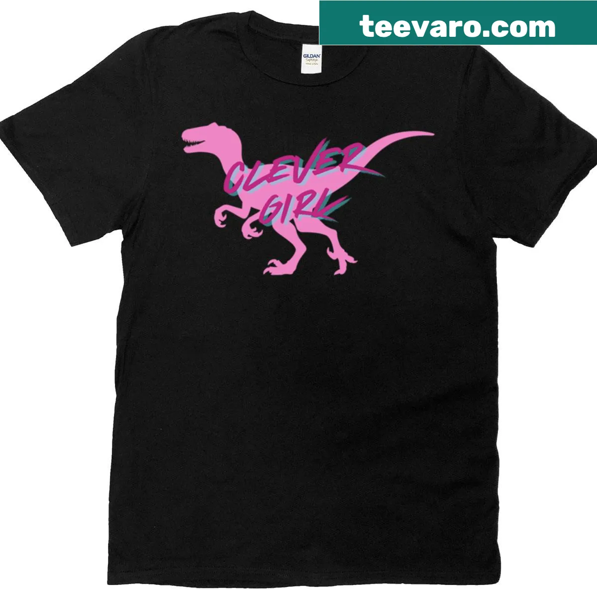 Cartoon dinosaur t-shirt featuring a clever girl design — on a men's t-shirt