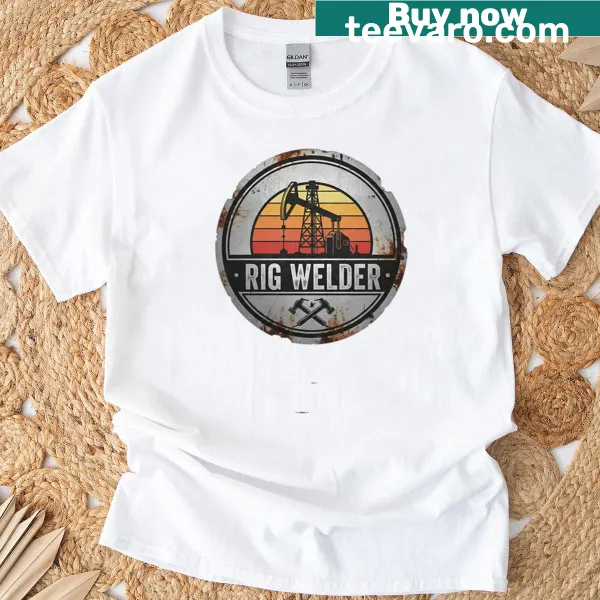 Vintage emblem celebrating rig welders for industry professionals.