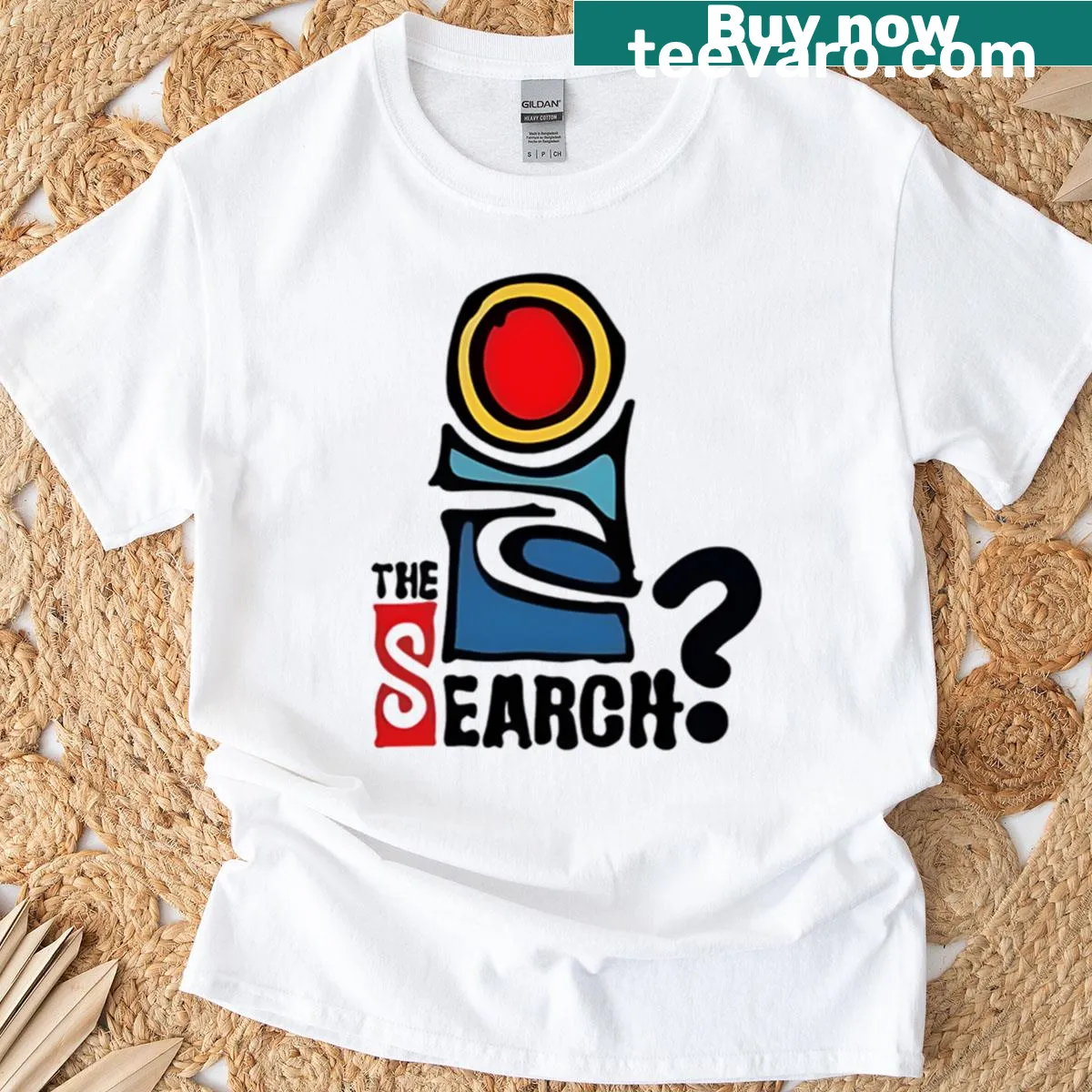 Illustrative Ripcurl Search t-shirt for adventure and surf lovers — on a men's t-shirt