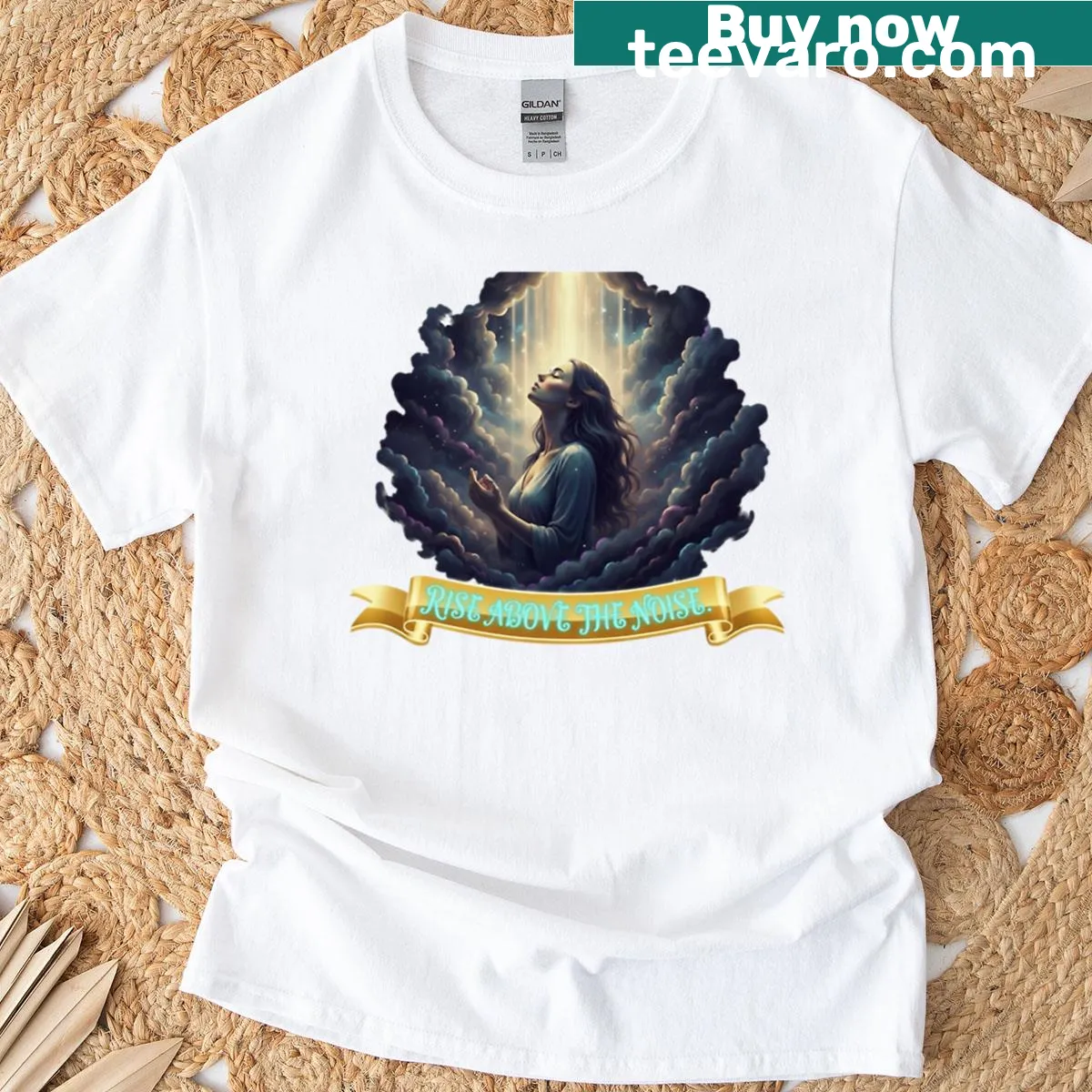 Pop art T-shirt with cloud design promoting inner peace — on a men's t-shirt