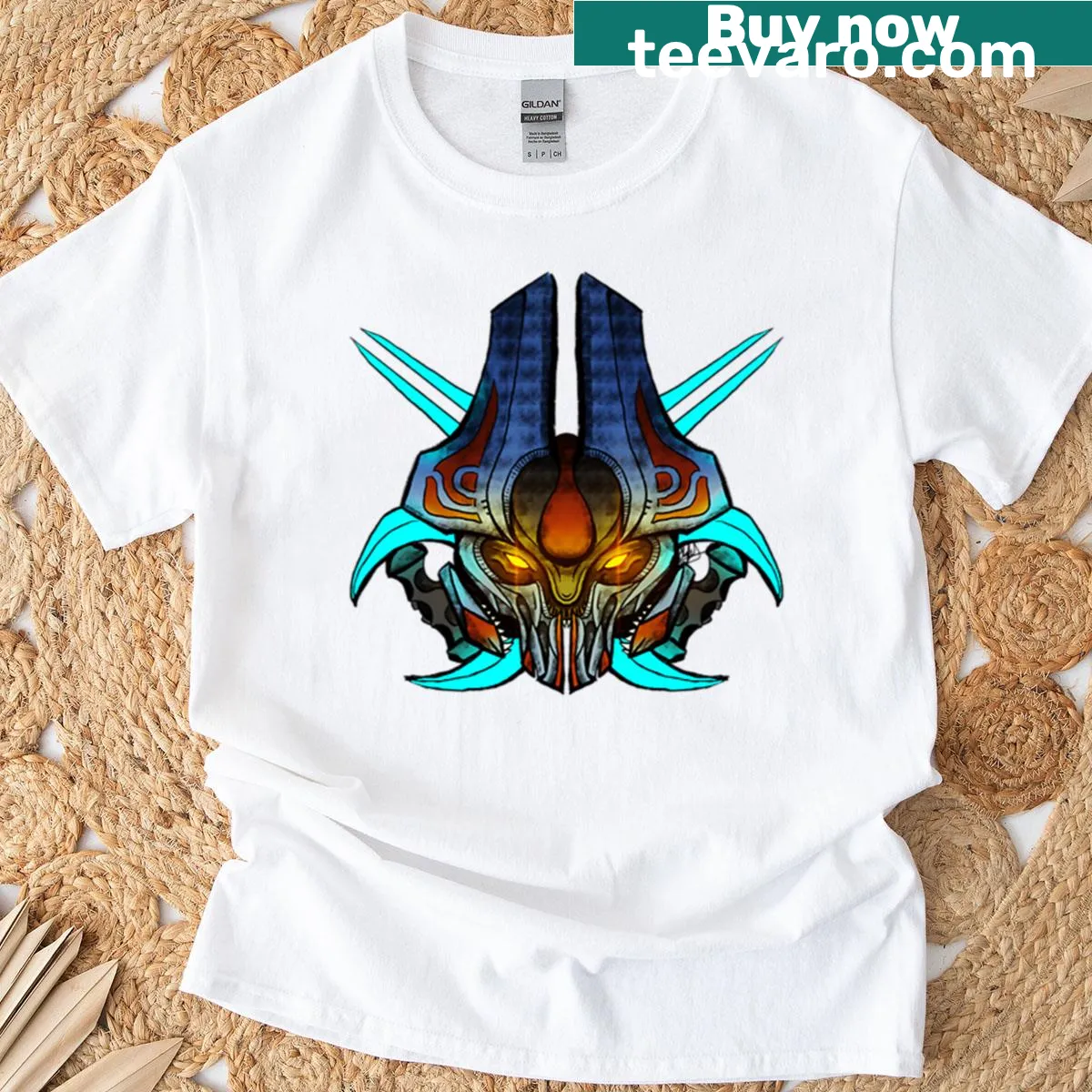 Illustrative graphic of Robocop on a nostalgic t-shirt design. — on a men's t-shirt