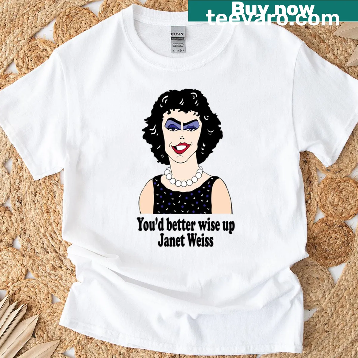 Vintage-style t-shirt featuring fan art from The Rocky Horror Picture Show — on a men's t-shirt