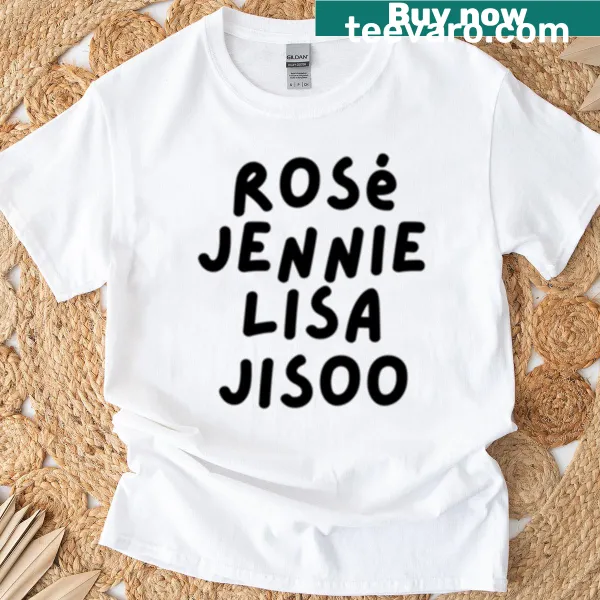 K-pop themed t-shirt featuring Rosé, Jennie, Lisa, and Jisoo inspired design