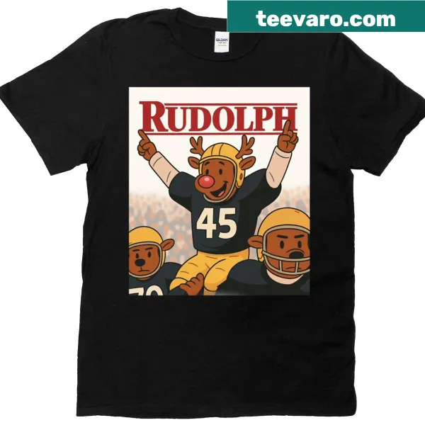 Illustration of Rudolph the Red-Nosed Reindeer on a t-shirt
