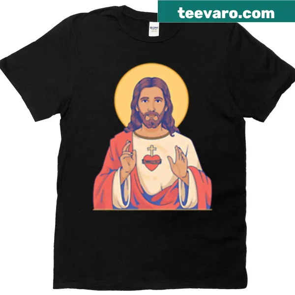 Traditional artwork of the Sacred Heart of Jesus on a t-shirt