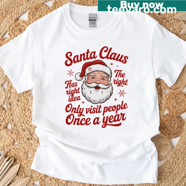 Humorous Christmas t-shirt with Santa Claus design and slogan