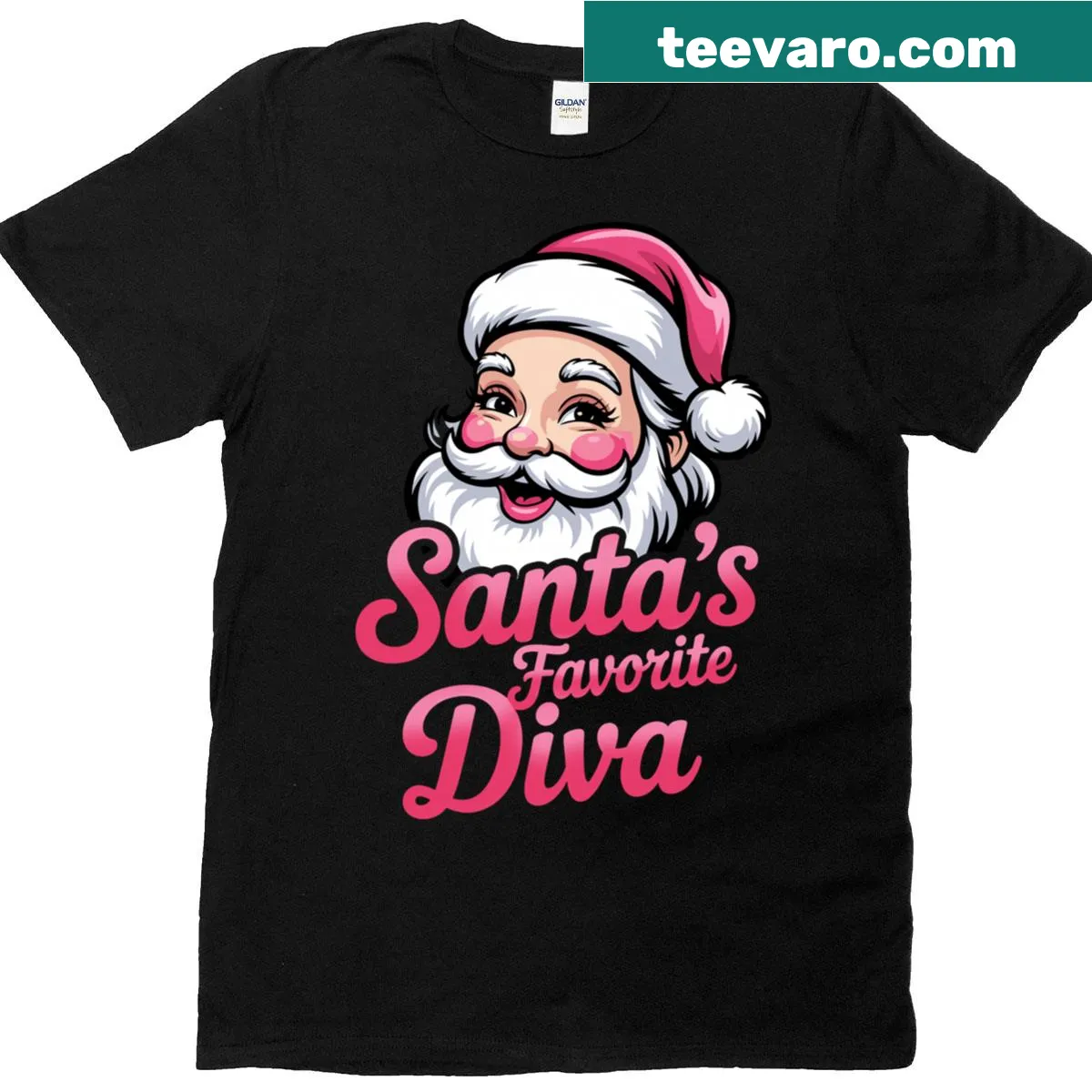 Whimsical Santa's Diva Christmas T-shirt with humorous design — on a men's t-shirt